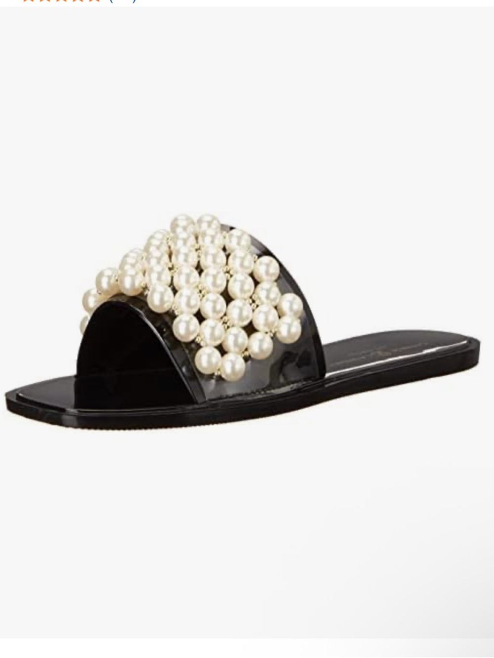 Chinese Laundry Black Pearl-Embellished Slide Mules